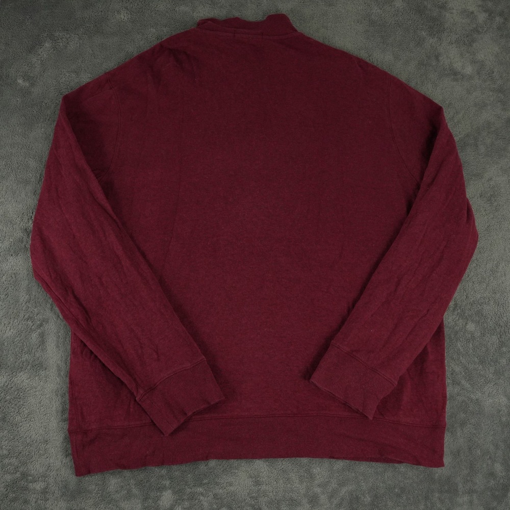Polo Ralph Lauren Quarter Zip Mens XL Burgundy Cotton Blend Pullover Sweater - Picture 5 of 9